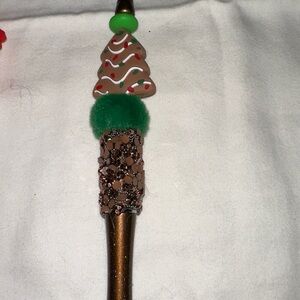 Festive Brown and Green Christmas Tree Pen